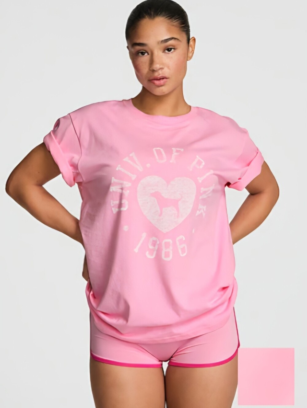 Victoria's Secret PINK Campus Cotton Tee Pink Lollipop Size Medium NWT
